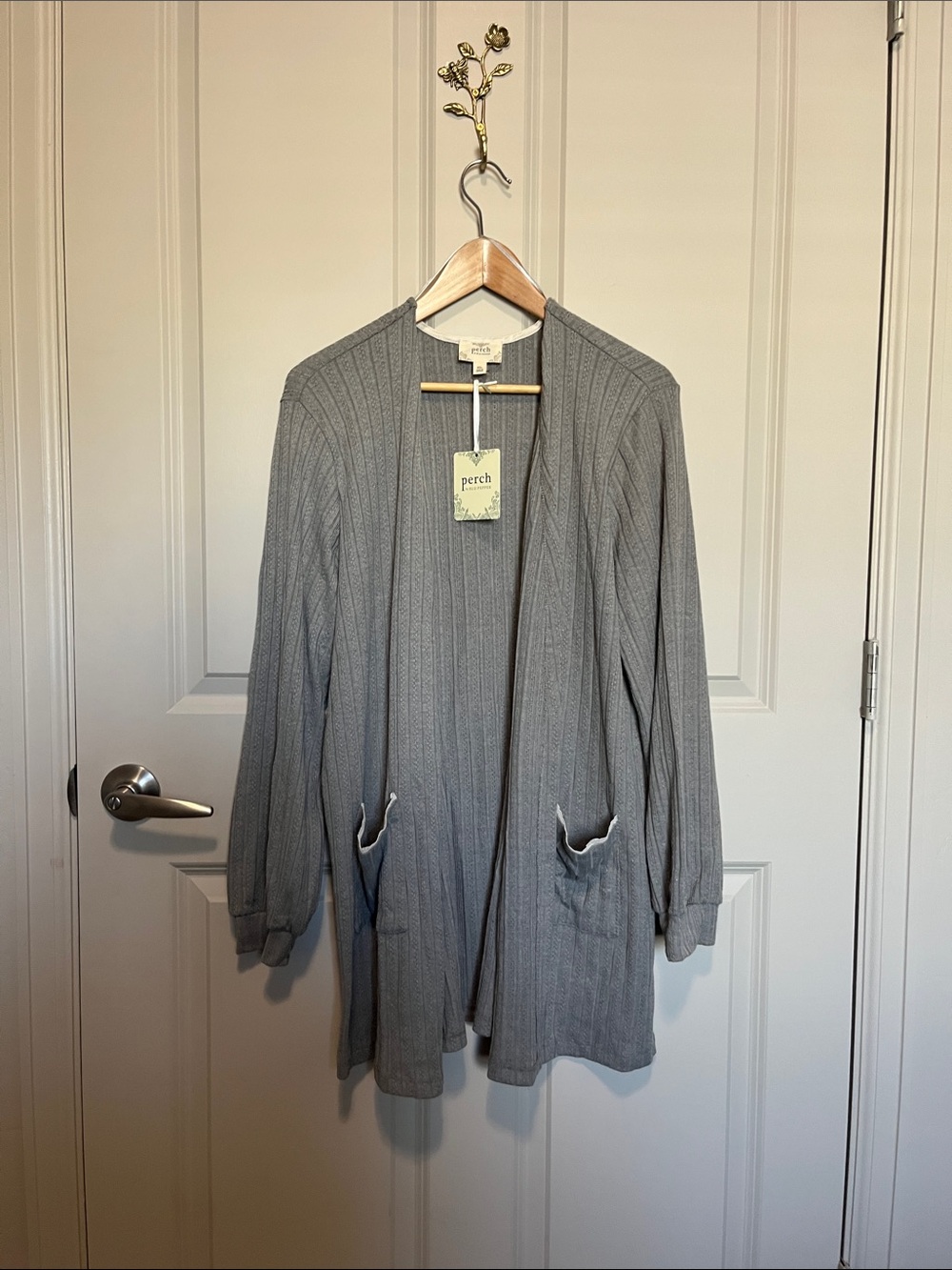 Blu Pepper Ribbed Open-Front Long Cardigan - Picture 2 of 7